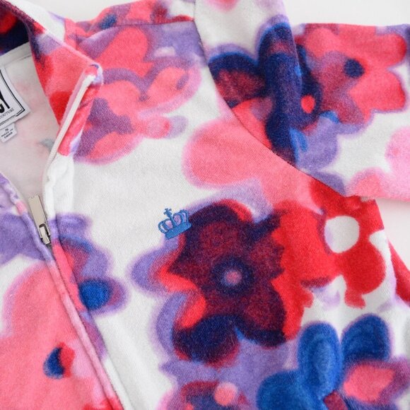 Juicy Couture All Over Floral Zip Up TerryCloth Mockneck Jacket Sweater Small - Picture 9 of 10